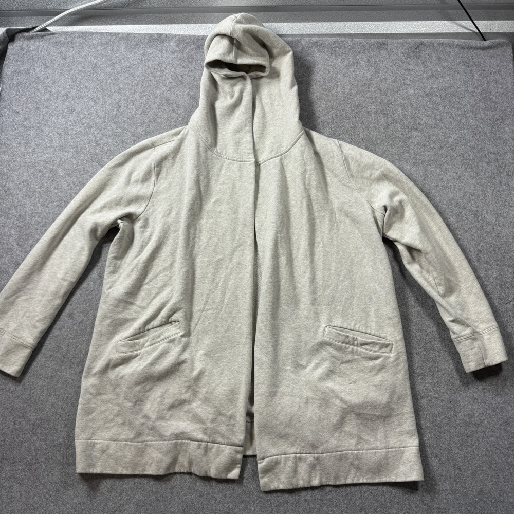 Unbranded Womens Hooded Open Front Cardigan OS Heather Gray Cotton Blend